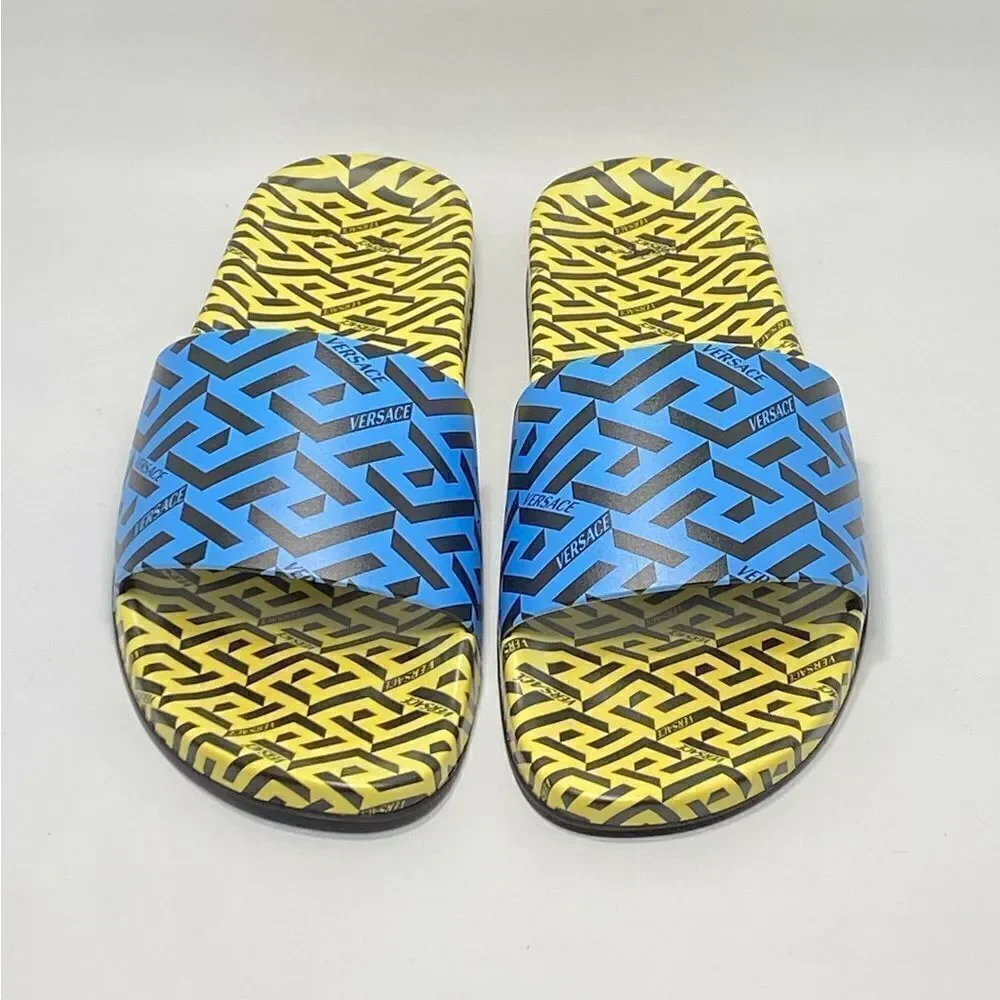 Versace Greca Monogram Flap Sandals size 43/ us size 10